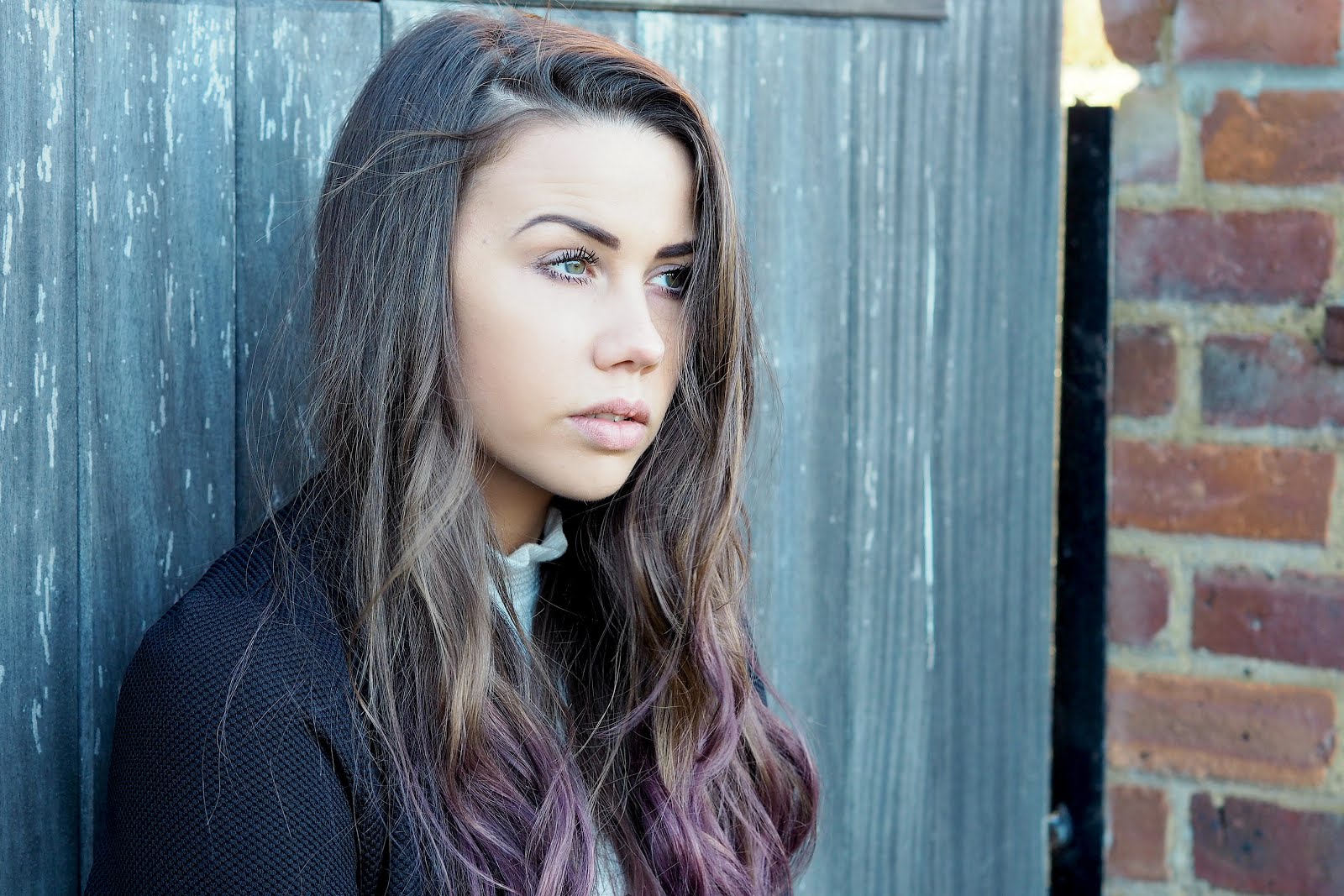 purple ombre brunette hair, copper garden